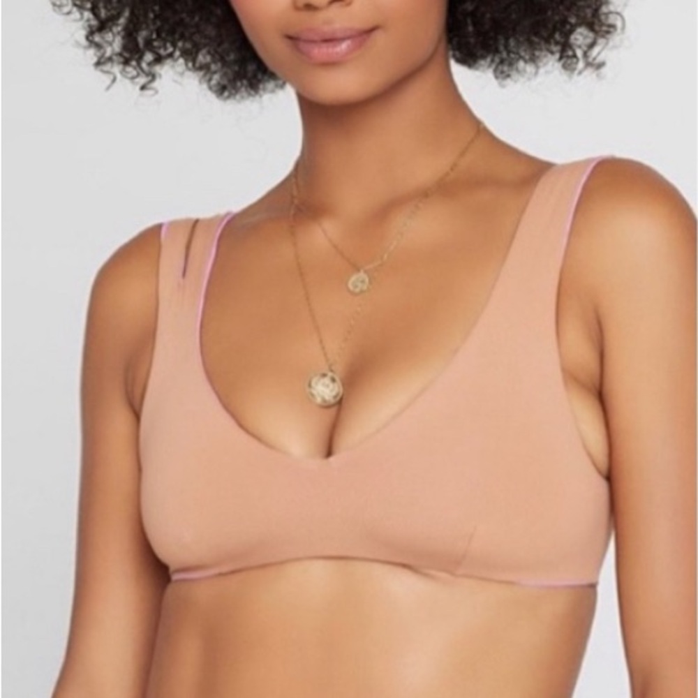 NWT L*Space One Wave Reversible Bikini Top Size S Rosebud/Putty *Top Only* - Picture 3 of 9